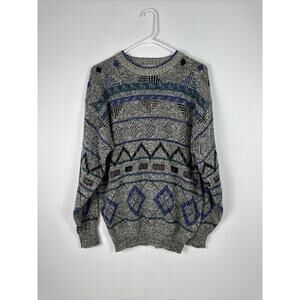 Vintage 80s/90s Method Sweater Mens Geometric Abstract Acrylic Grandpa Grunge